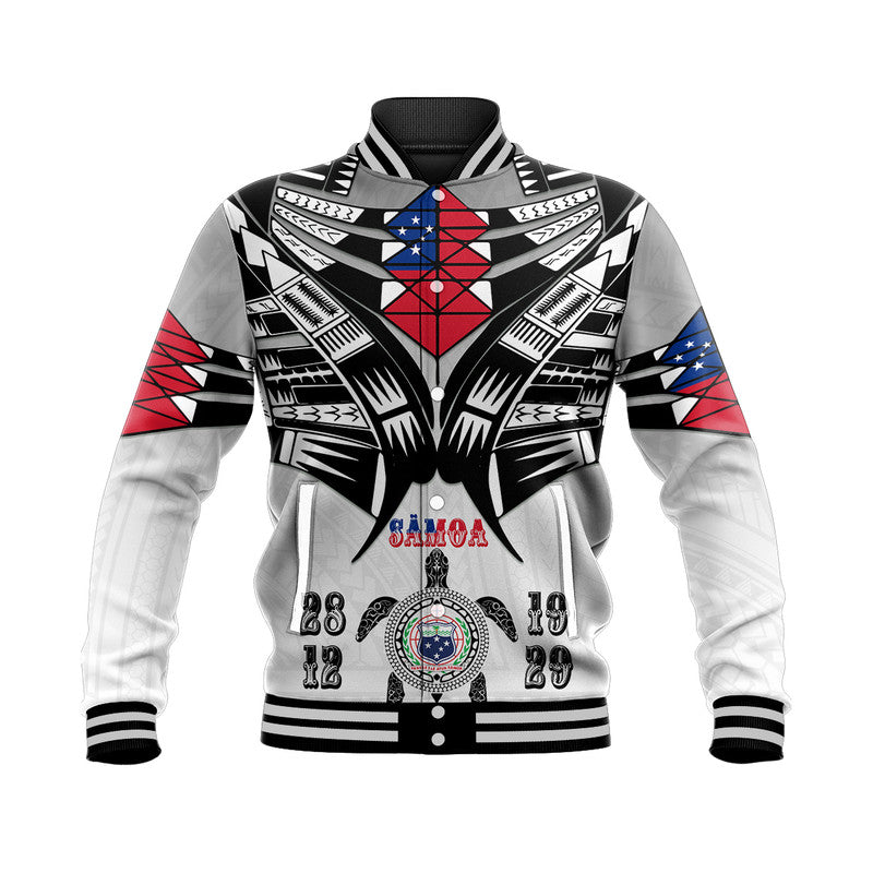 Samoa Black Saturday Baseball Jacket 28 Dec 1929 Visual Arts LT9 Unisex White - Polynesian Pride