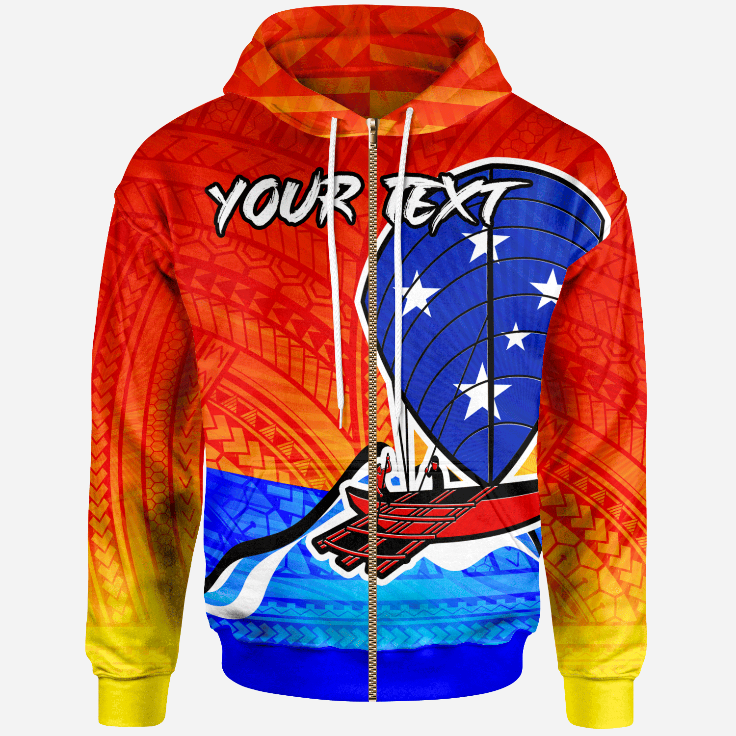 Samoa Custom Zip up Hoodie Polynesian Samoa Boat Unisex One Color - Polynesian Pride