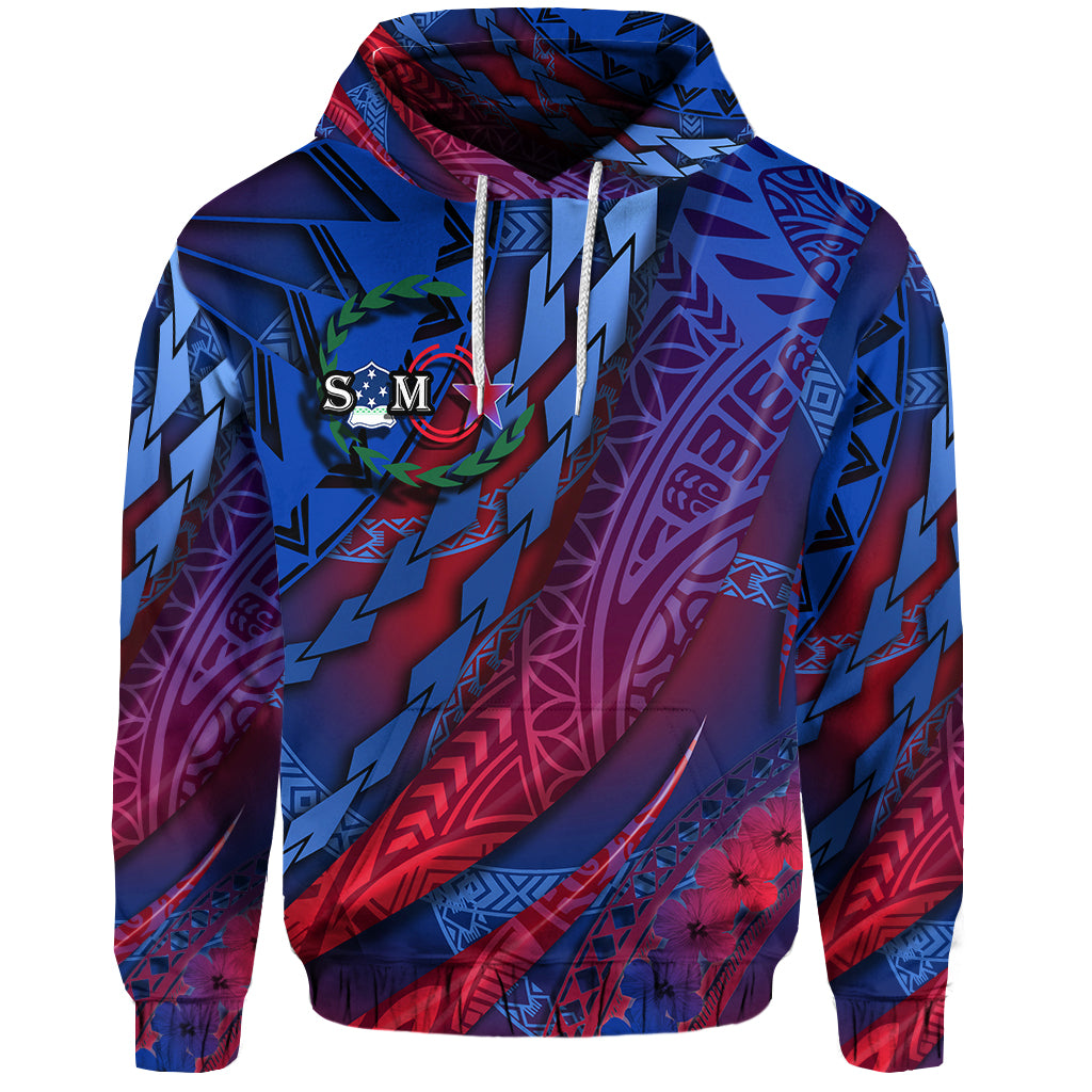 Samoa Hoodie Artsy Style Mixed Blue LT9 Hoodie Mixed Blue - Polynesian Pride