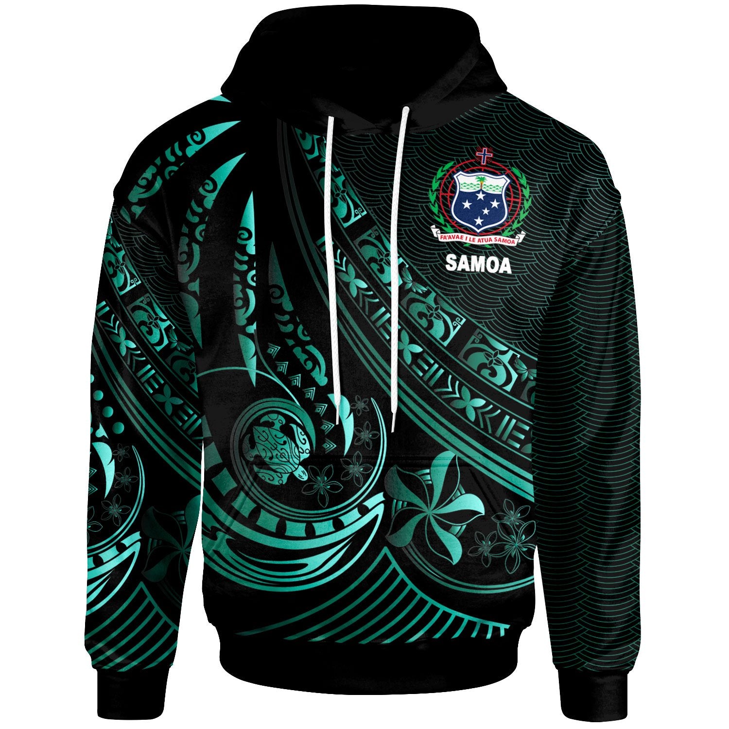 Samoa Hoodie The Flow of The Ocean Unisex Green - Polynesian Pride