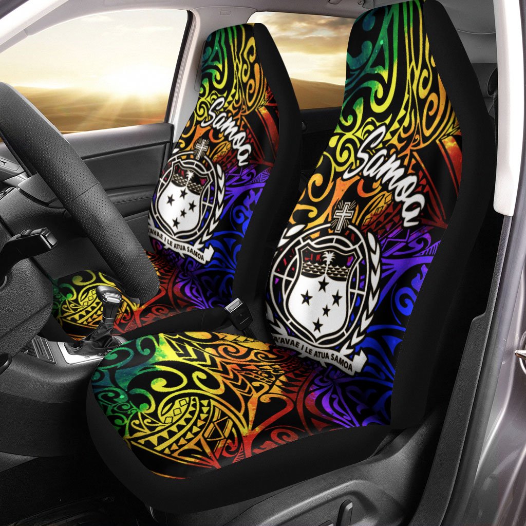 Samoa Car Seat Covers - Rainbow Polynesian Pattern Universal Fit Rainbow - Polynesian Pride