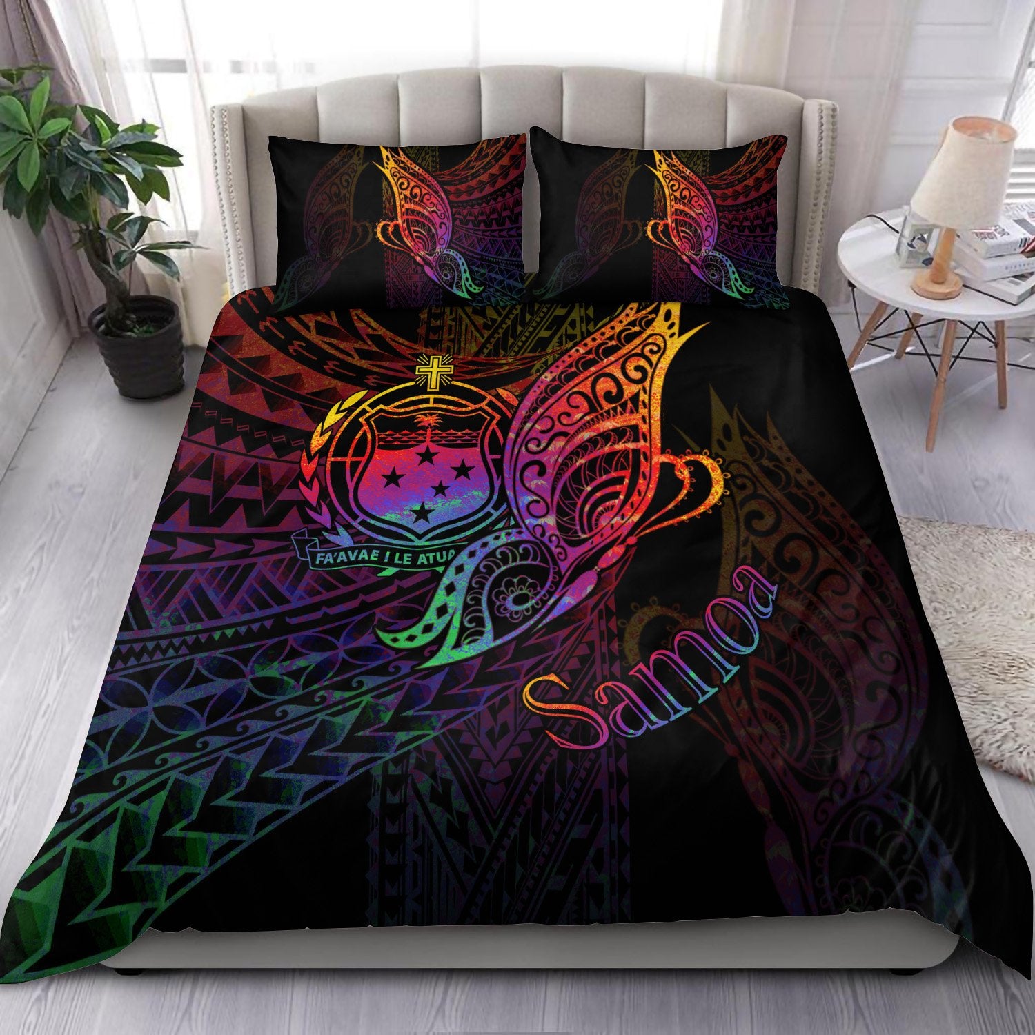 Samoa Bedding Set - Butterfly Polynesian Style Black - Polynesian Pride