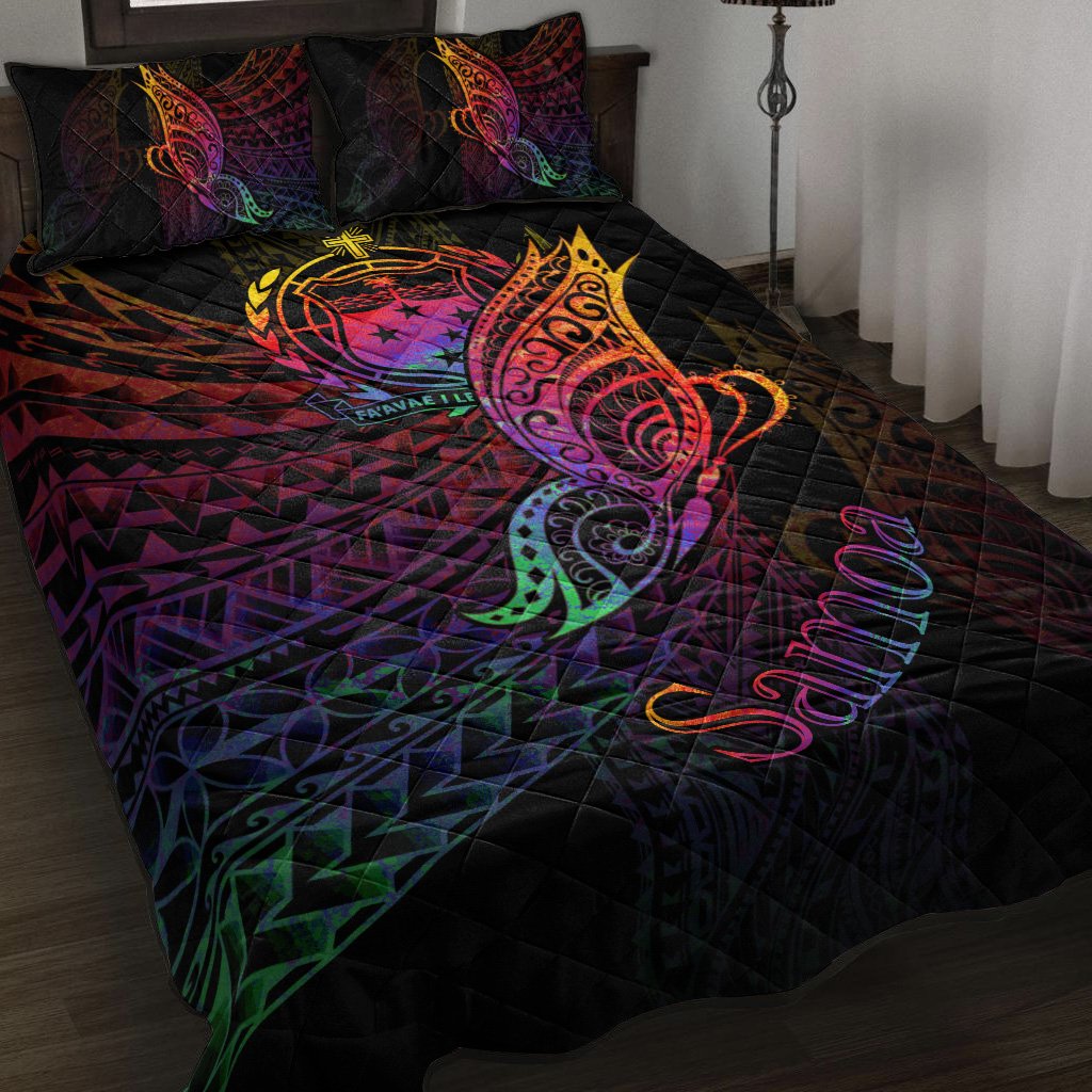 Samoa Quilt Bed Set - Butterfly Polynesian Style Black - Polynesian Pride