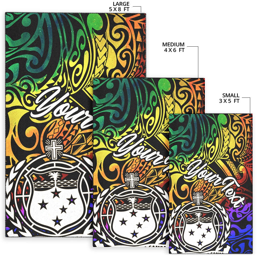 Samoa Custom Personalised Area Rug - Rainbow Polynesian Pattern - Polynesian Pride