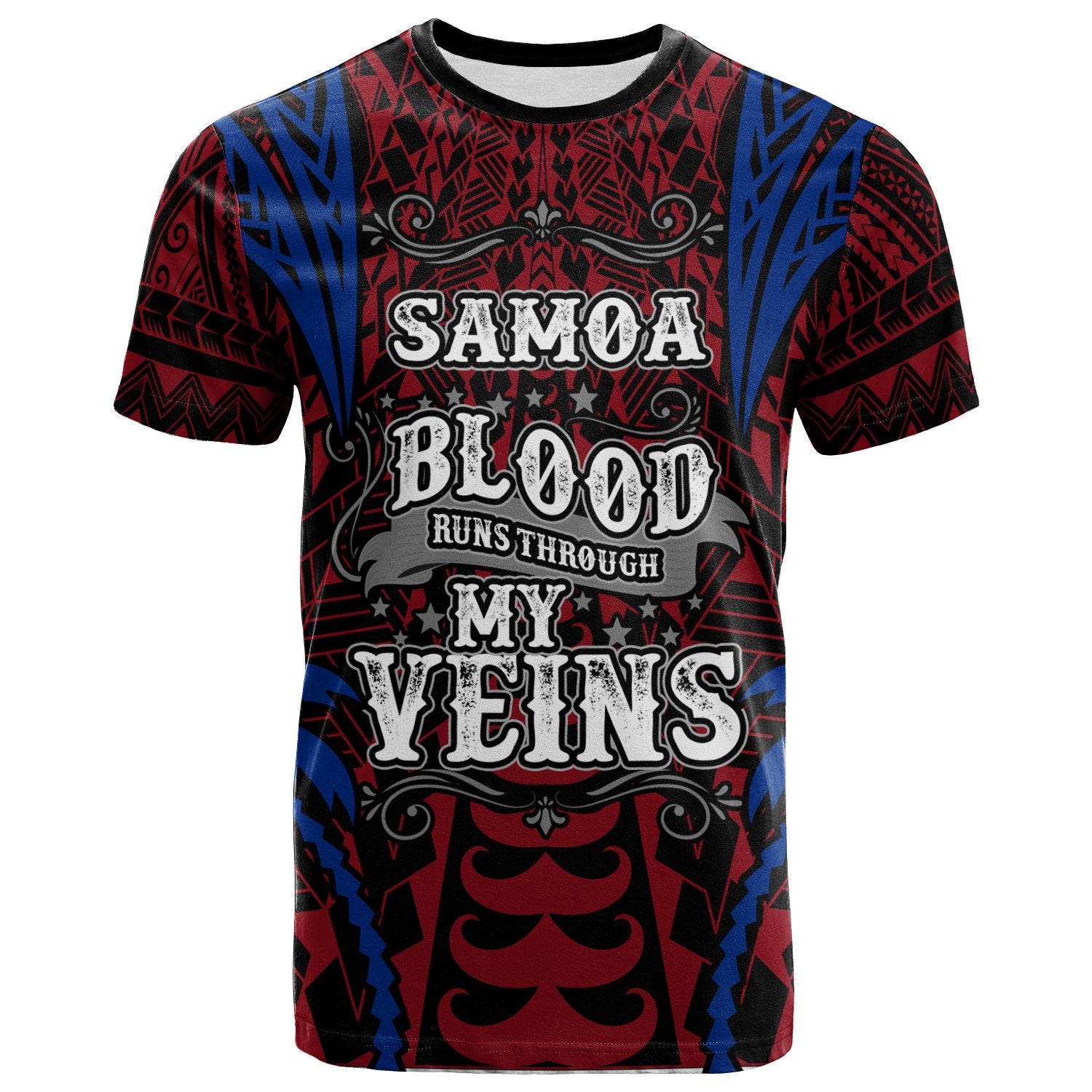 Samoa T Shirt Blood Runs Through My Veins Style Flag Unisex Red - Polynesian Pride