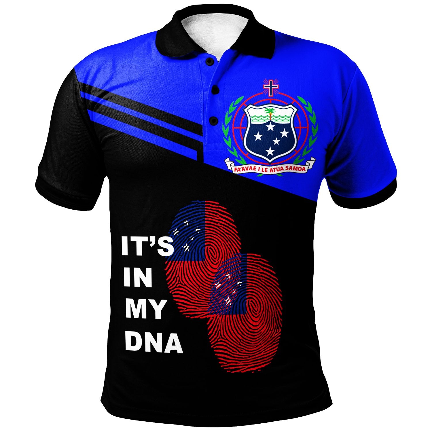 Samoa Polo Shirt Samoan DNA Blue Unisex Blue - Polynesian Pride