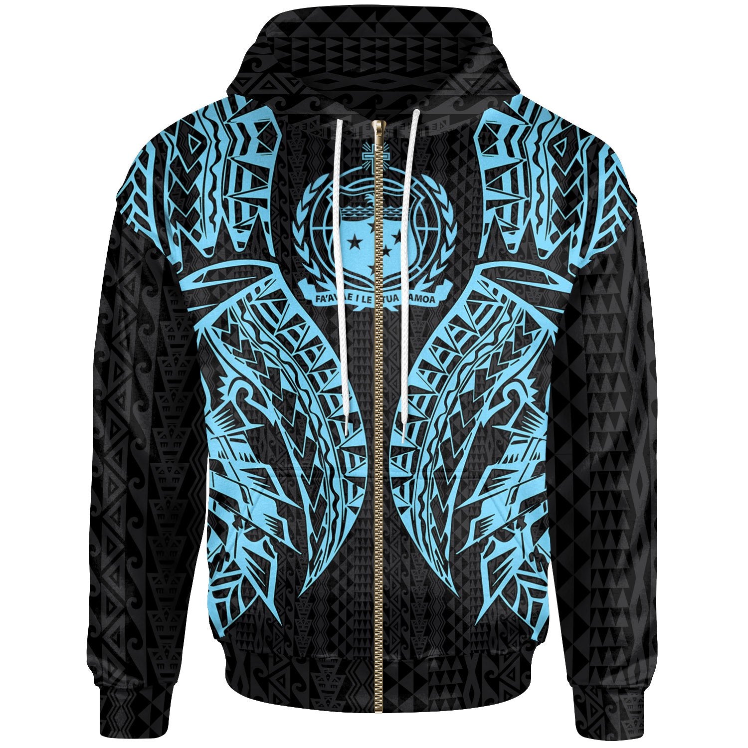 Samoa Zip up Hoodie Polynesian Lion Head Neon Style Unisex Neon - Polynesian Pride