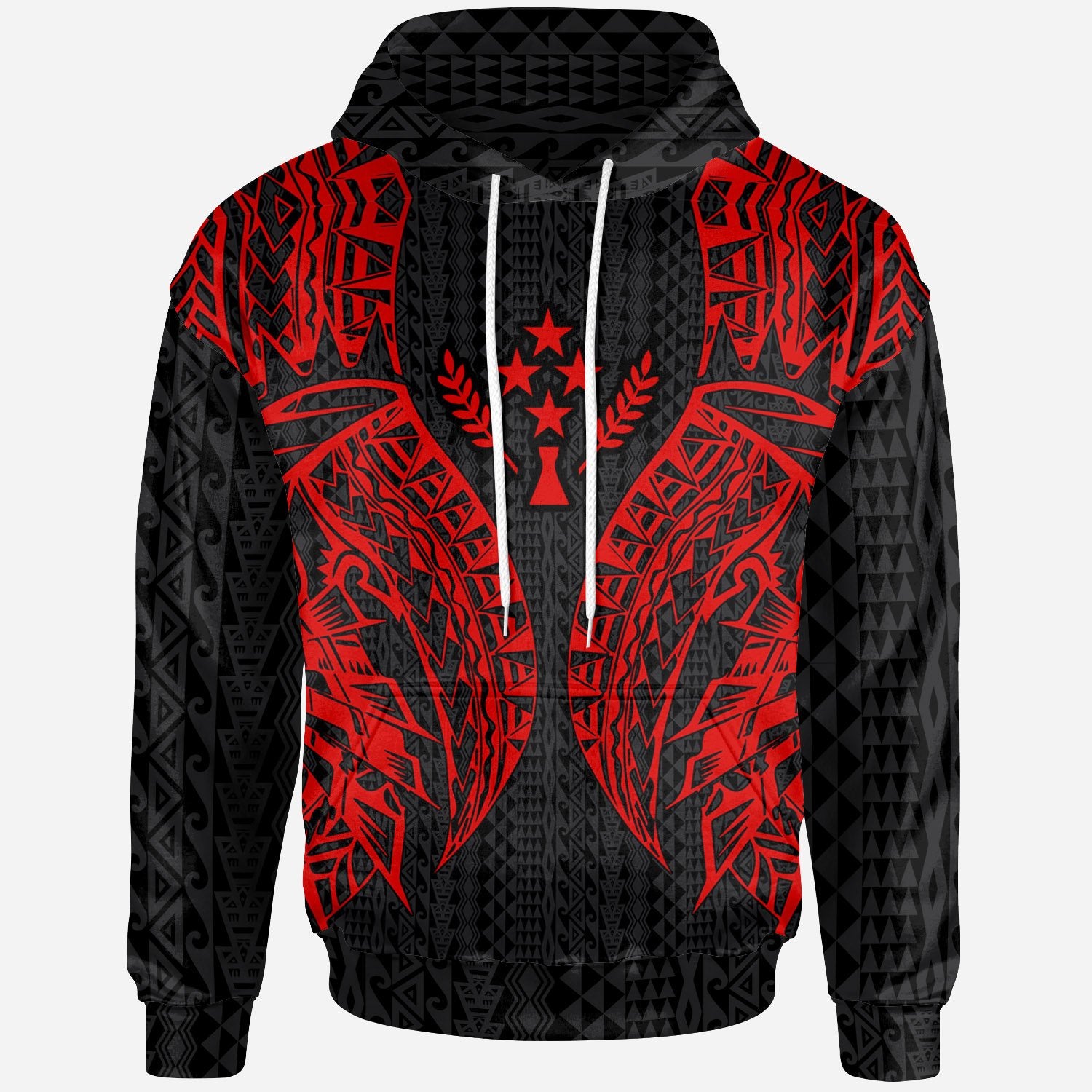 Kosrae Hoodie Micronesian Lion Head Red Style Unisex Red - Polynesian Pride