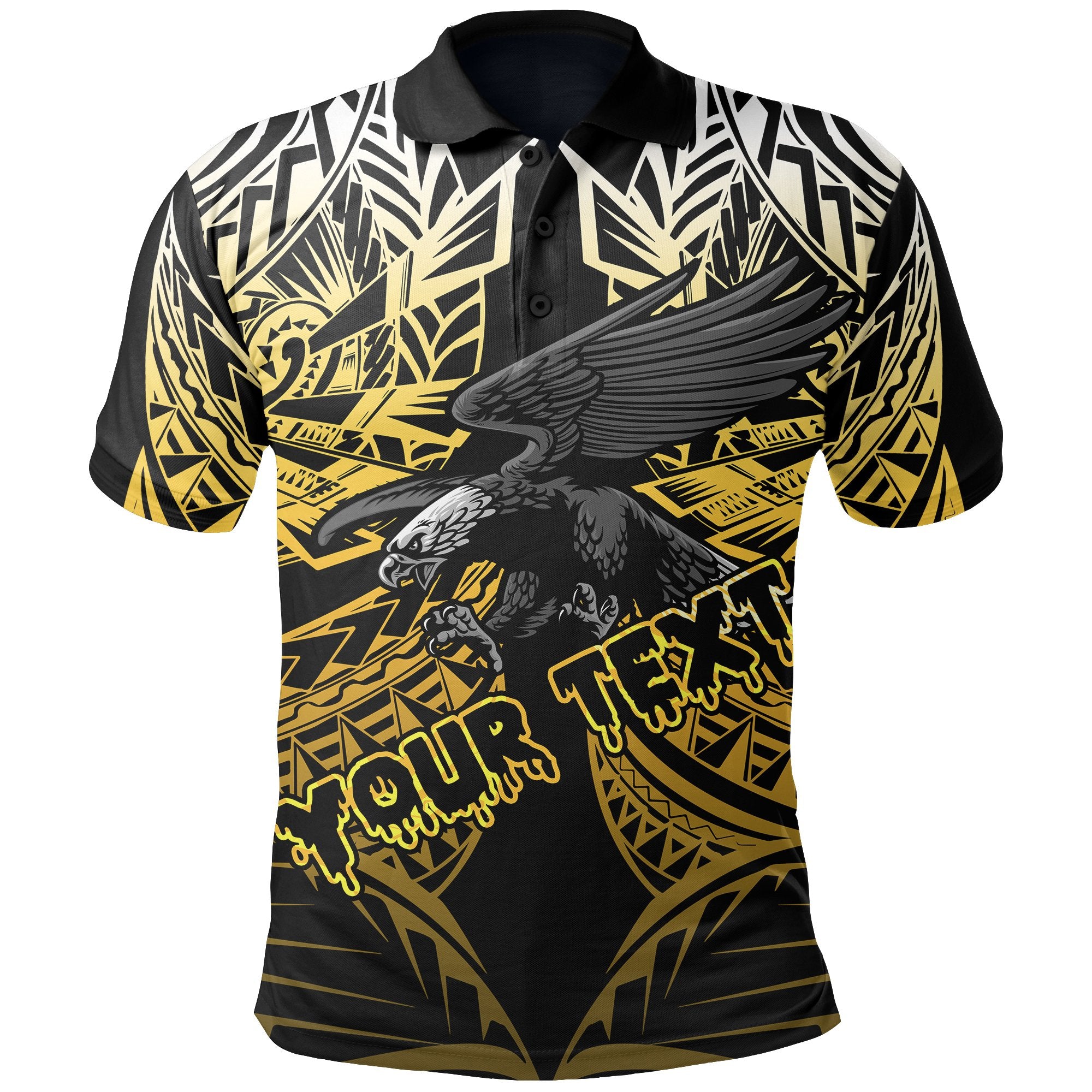 Samoa Polynesian Custom Polo Shirt Eagle Tribal Pattern Yellow Unisex Yellow - Polynesian Pride