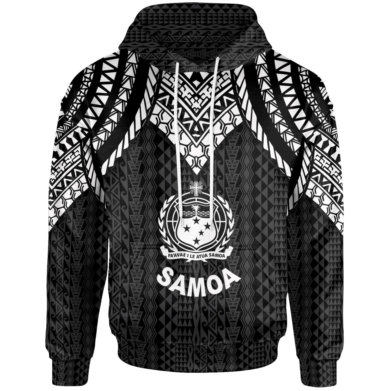 Samoa Hoodie Polynesian Armor Style Black Unisex Black - Polynesian Pride