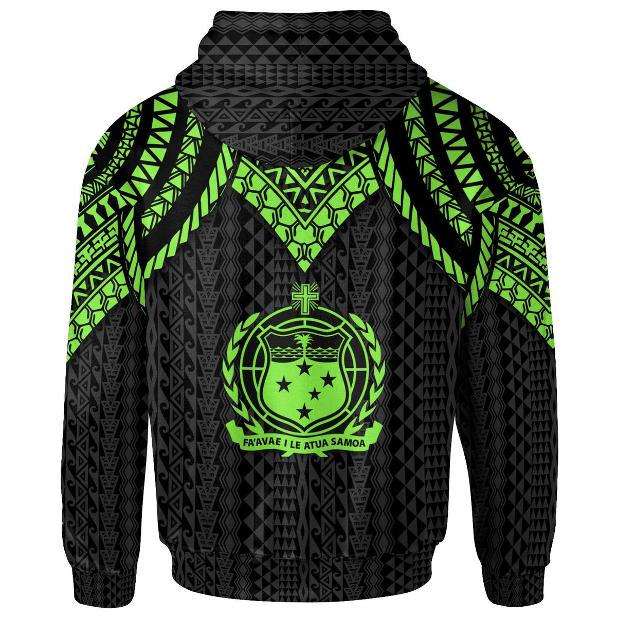Samoa Hoodie Polynesian Armor Style Green - Polynesian Pride