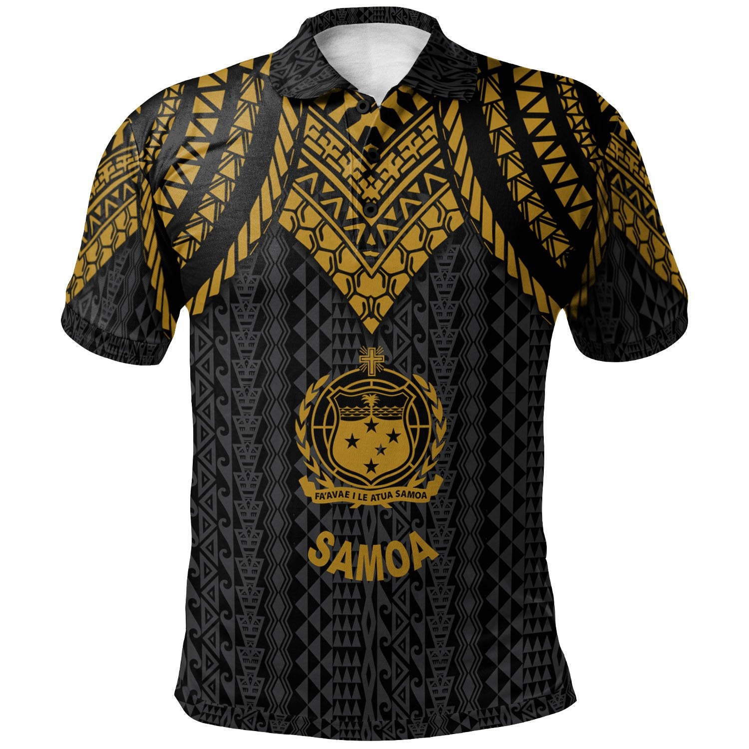 Samoa Polo Shirt Polynesian Armor Style Gold Unisex Gold - Polynesian Pride