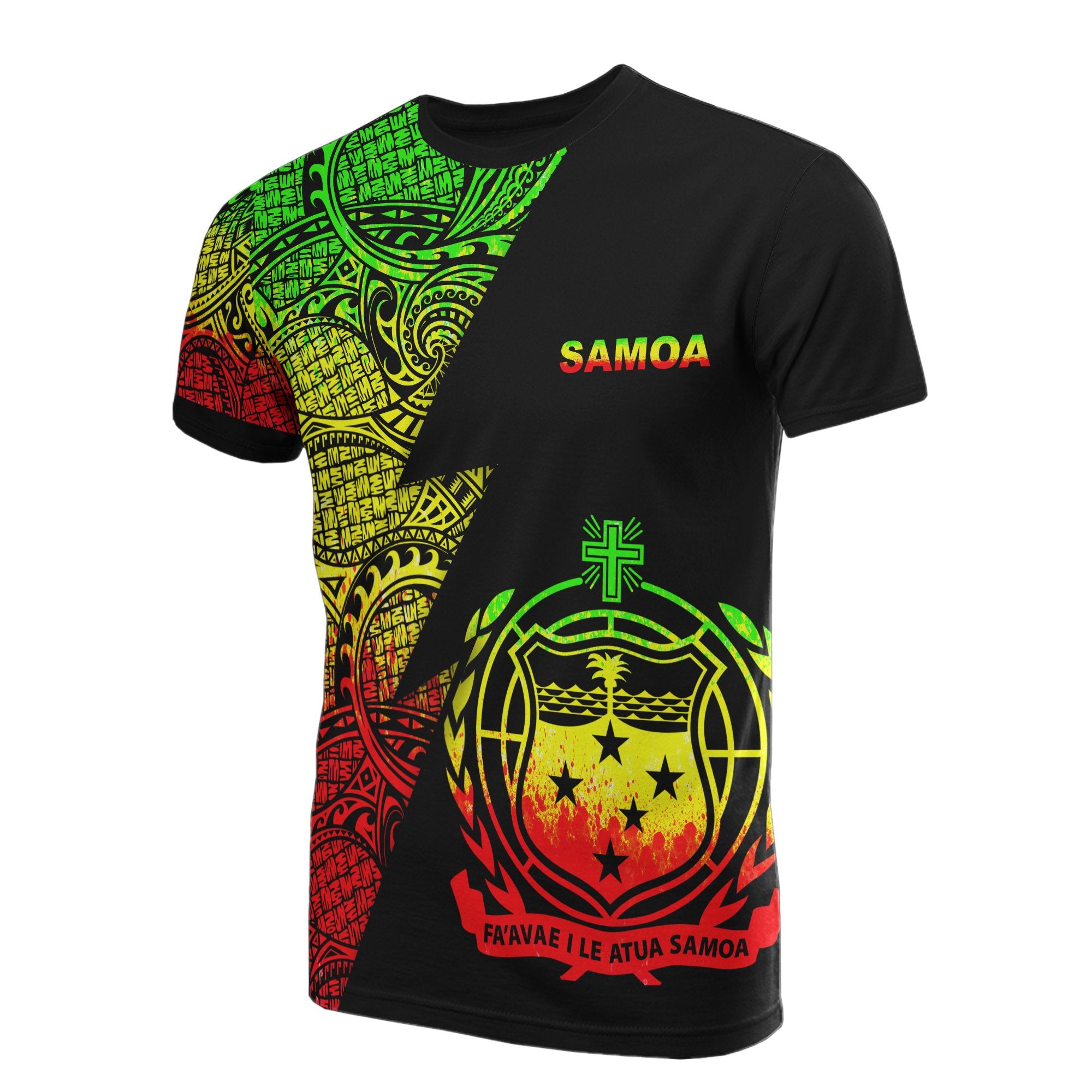 Samoa T Shirt Polynesian Patter Reggae Flash Style Unisex Reggae - Polynesian Pride