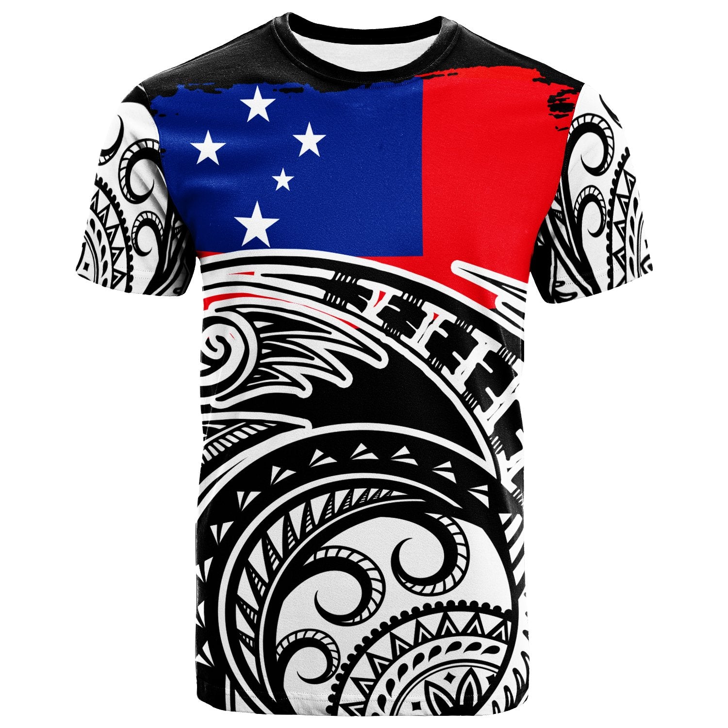 Samoa Custom T Shirt Ethnic Style With Round Black White Pattern Unisex Black - Polynesian Pride