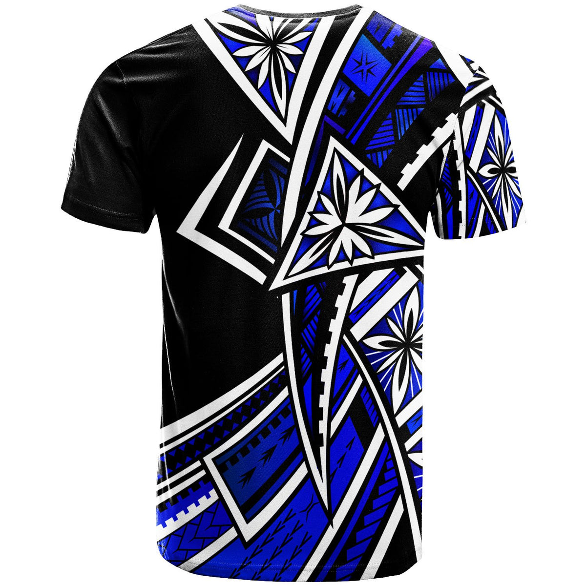 Tokelau T Shirt Tribal Flower Special Pattern Blue Color - Polynesian Pride