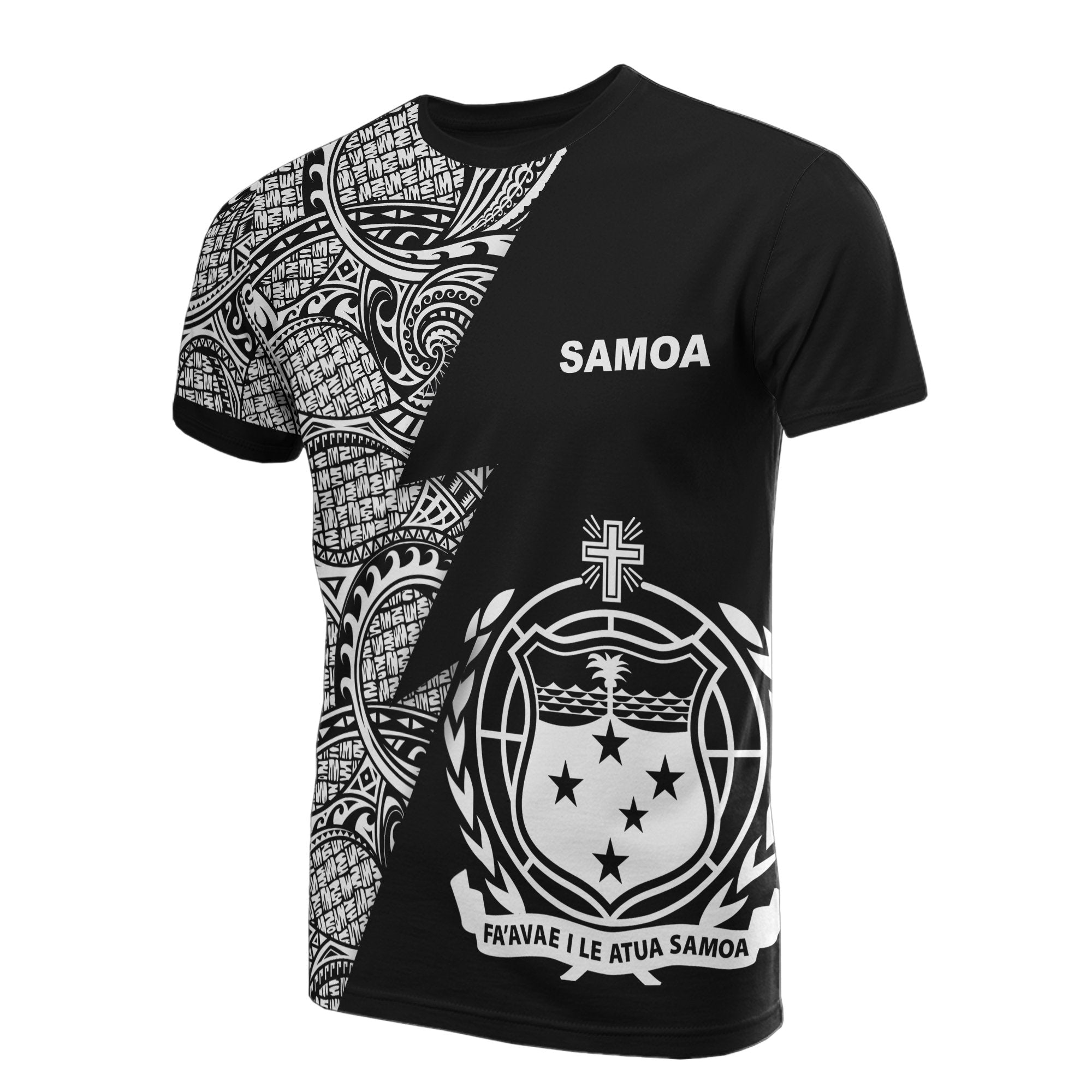 Samoa T Shirt Polynesian Patter White Flash Style Unisex White - Polynesian Pride