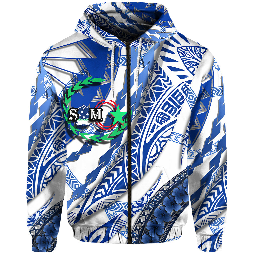 Samoa Hoodie Artsy Style White LT9 Zip Hoodie White - Polynesian Pride