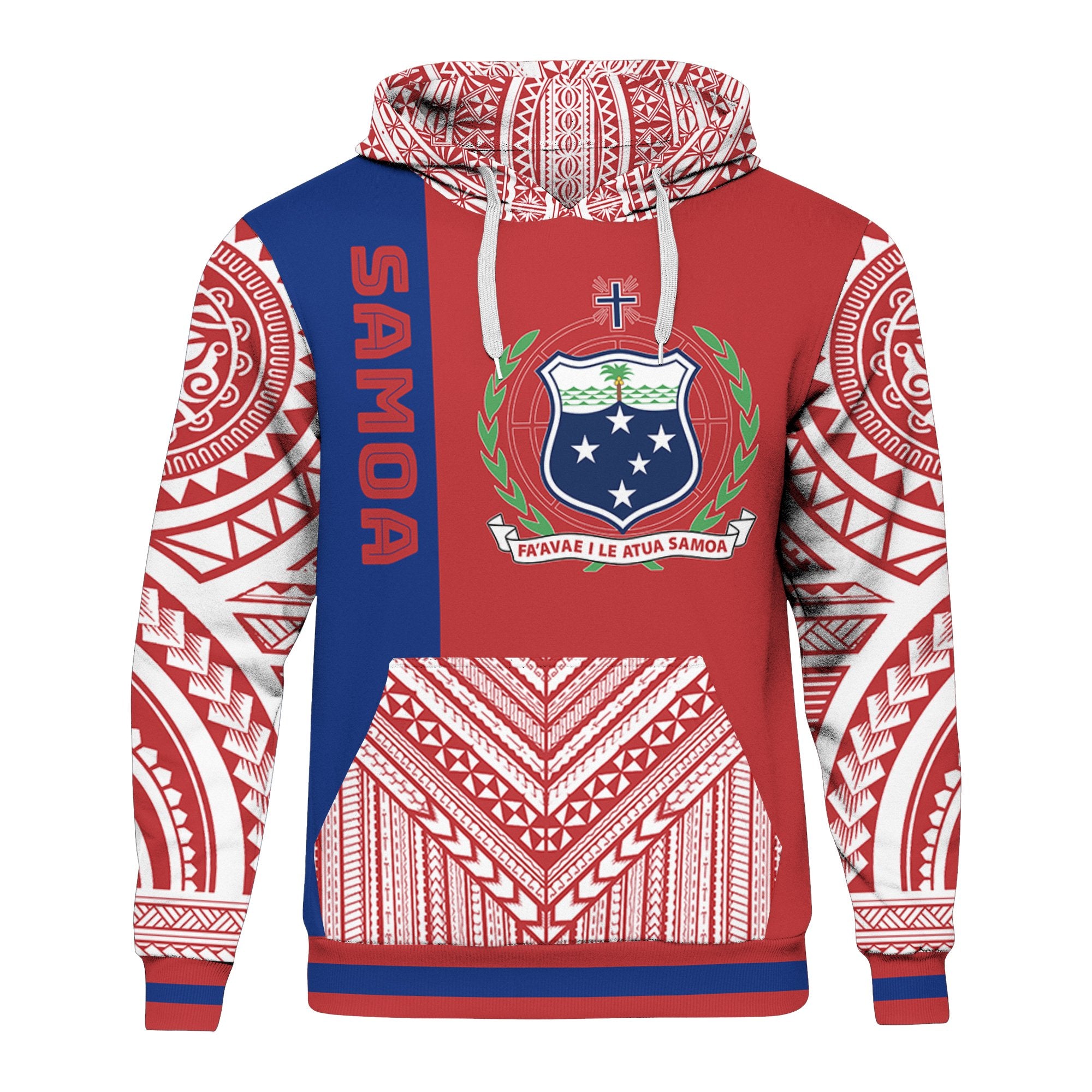 Samoa Hoodie Polynesian Special Style Unisex Red and Blue - Polynesian Pride