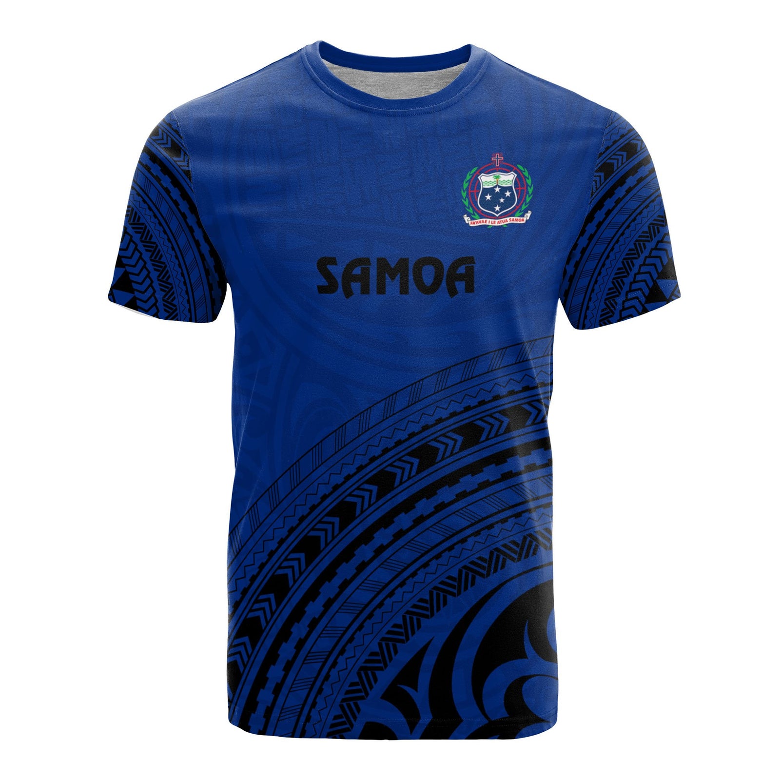 Samoa All Over T Shirt Samoa Coat Of Arms Polynesian Tribal Blue Version Unisex Blue - Polynesian Pride