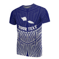 Samoa Polynesian Custom T Shirt Blue Pride Map And Seal Unisex Blue - Polynesian Pride