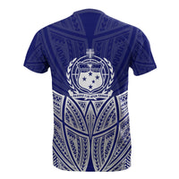 Samoa Polynesian Custom T Shirt Blue Pride Map And Seal - Polynesian Pride