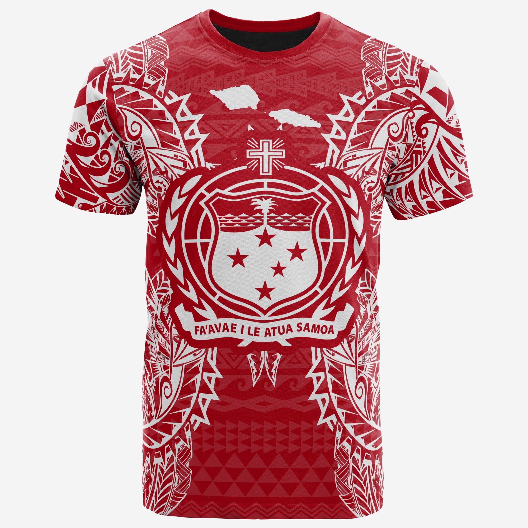 Samoa All T Shirt Samoa Coat Of Arms Map Polynesian Tattoo Red White Unisex Red - Polynesian Pride