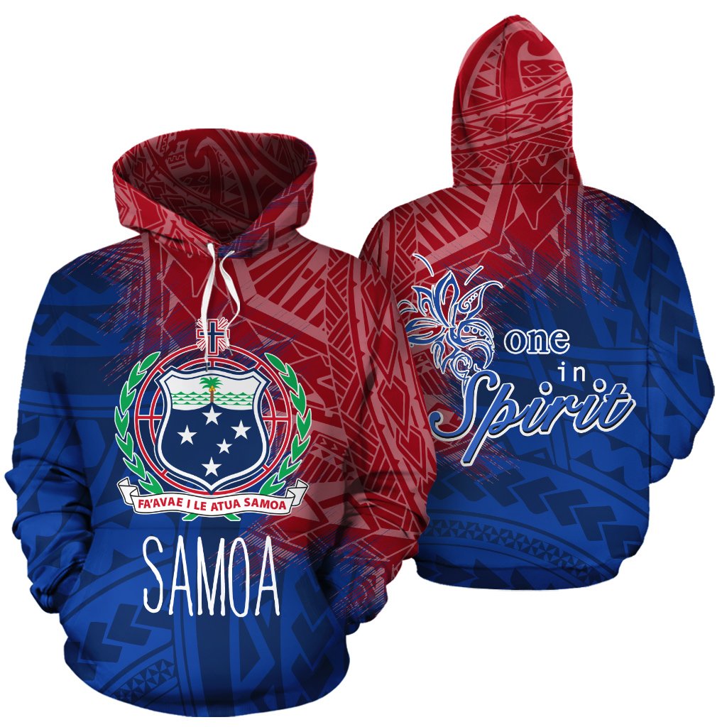 Samoa All Over Hoodie One in Spirit Unisex Blue - Red - Polynesian Pride