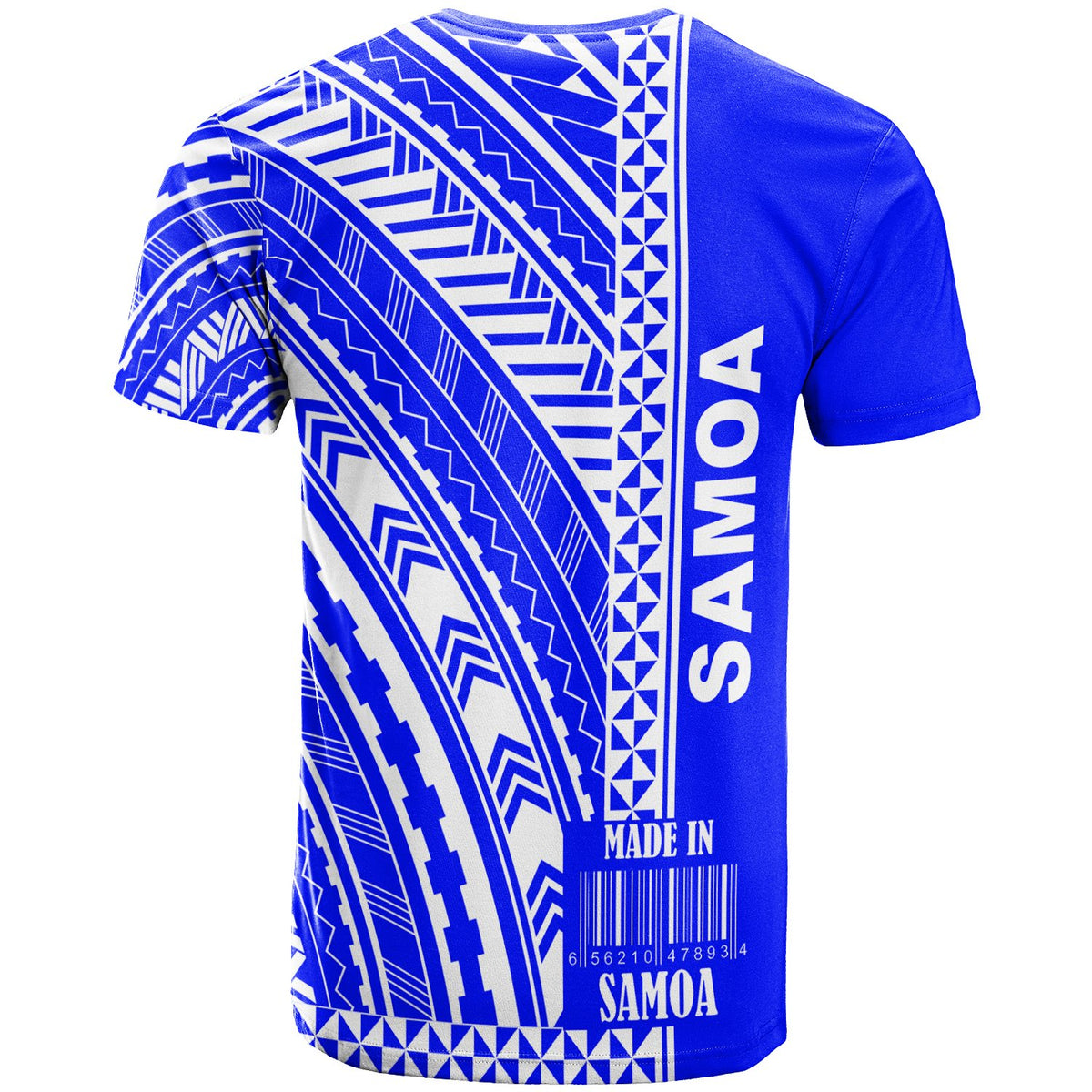 Samoa Custom T Shirt Barcode Blue Color - Polynesian Pride