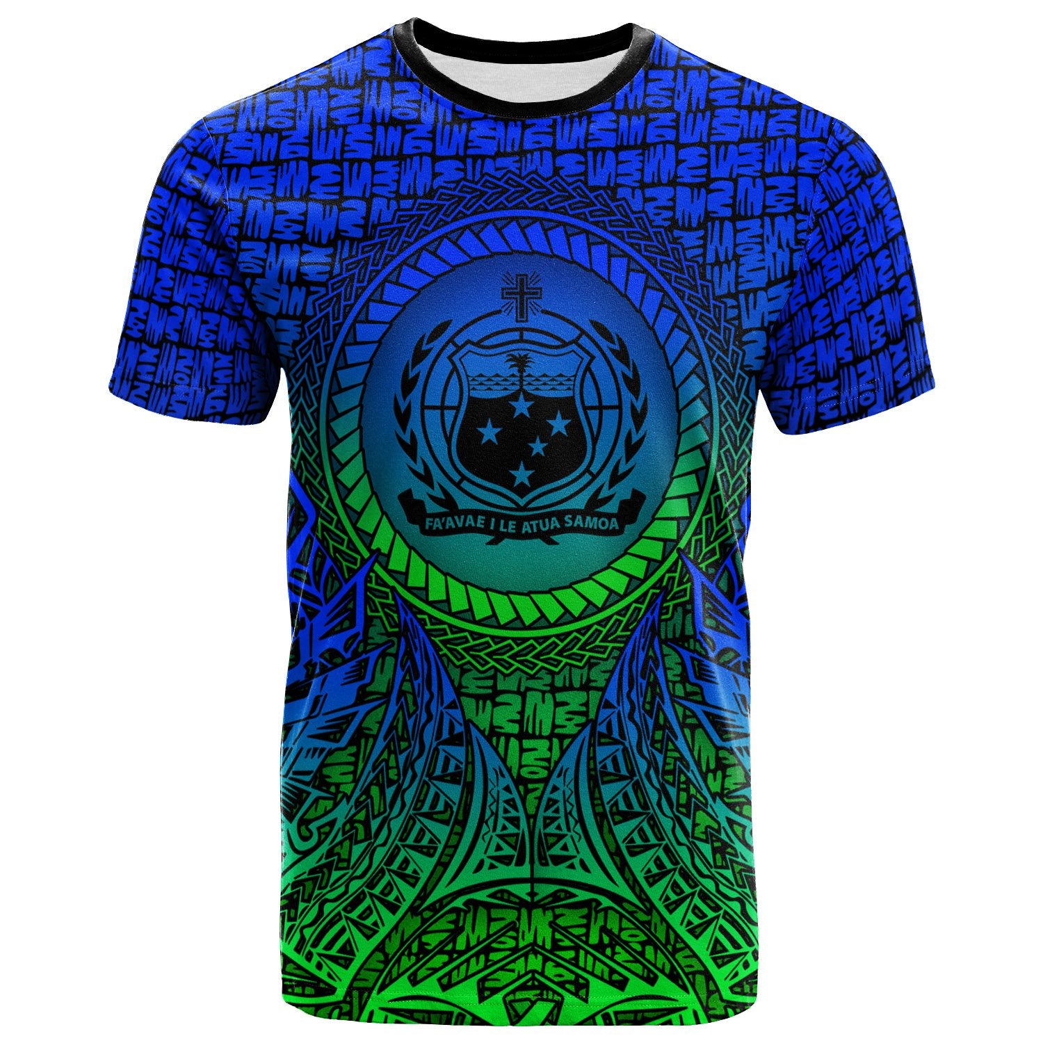 Samoa T Shirt Circle Pattern Blue Unisex Blue - Polynesian Pride