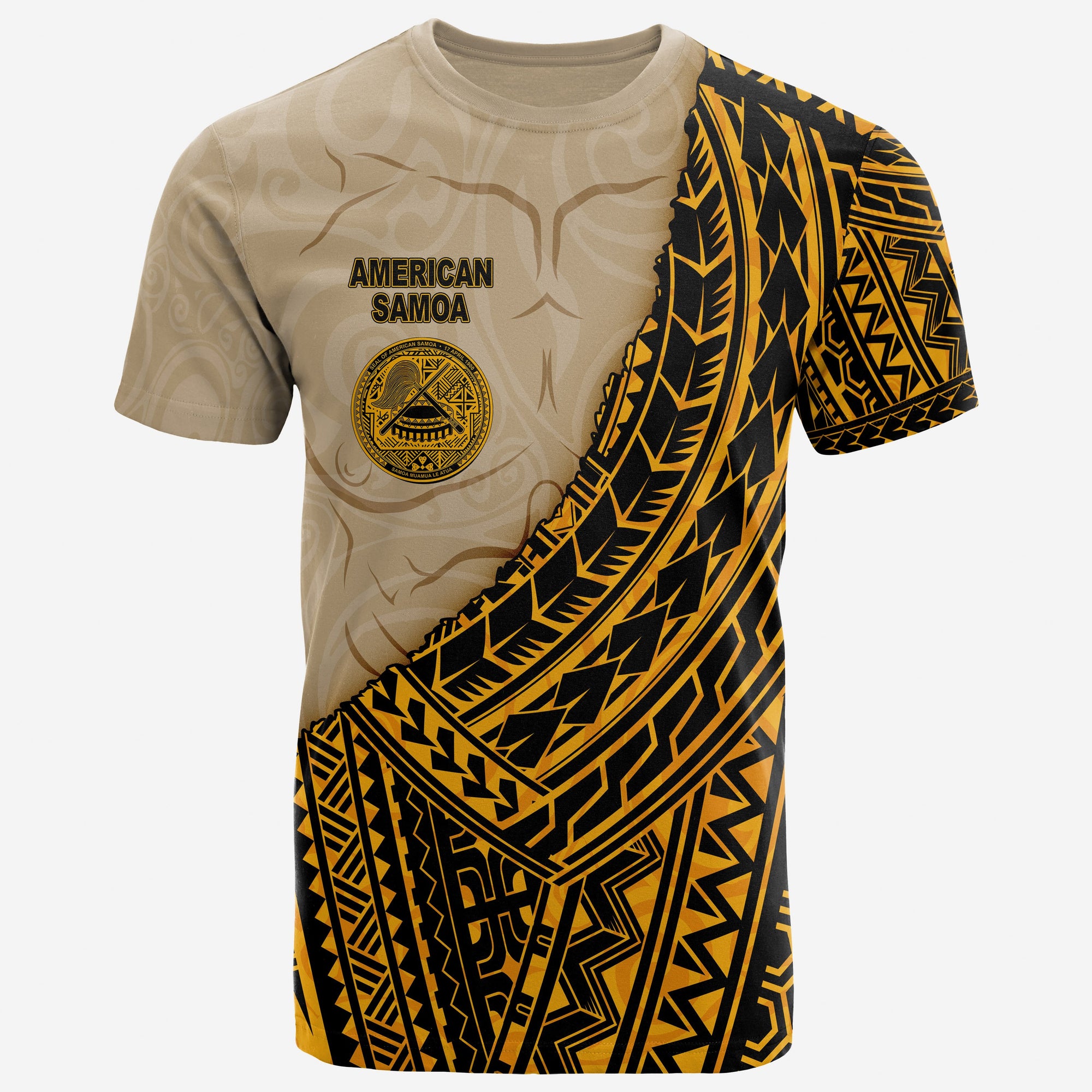 American Samoa T Shirt Polynesian Wild Style Unisex GOLD - Polynesian Pride