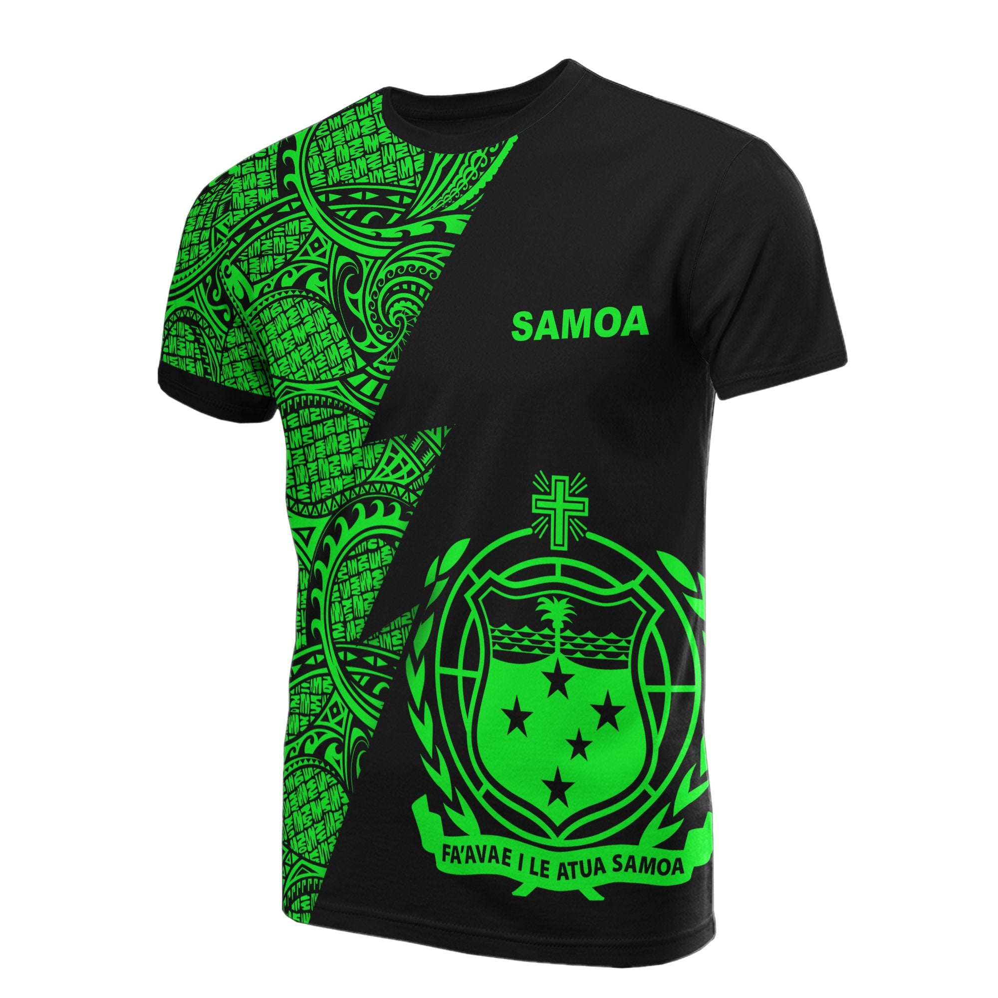 Samoa T Shirt Polynesian Pattern Green Flash Style Unisex Green - Polynesian Pride