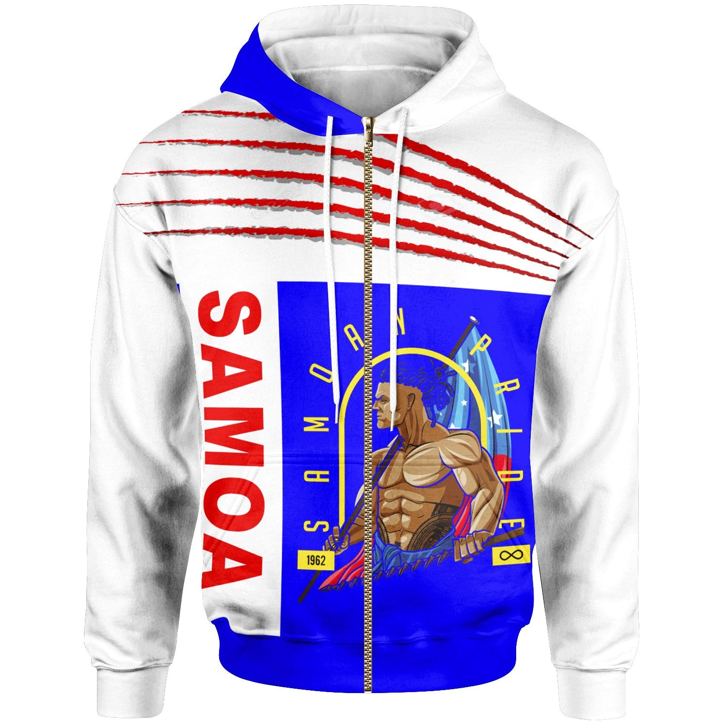 Samoa Zip up Hoodie Samoan Pride Blue Unisex Blue - Polynesian Pride