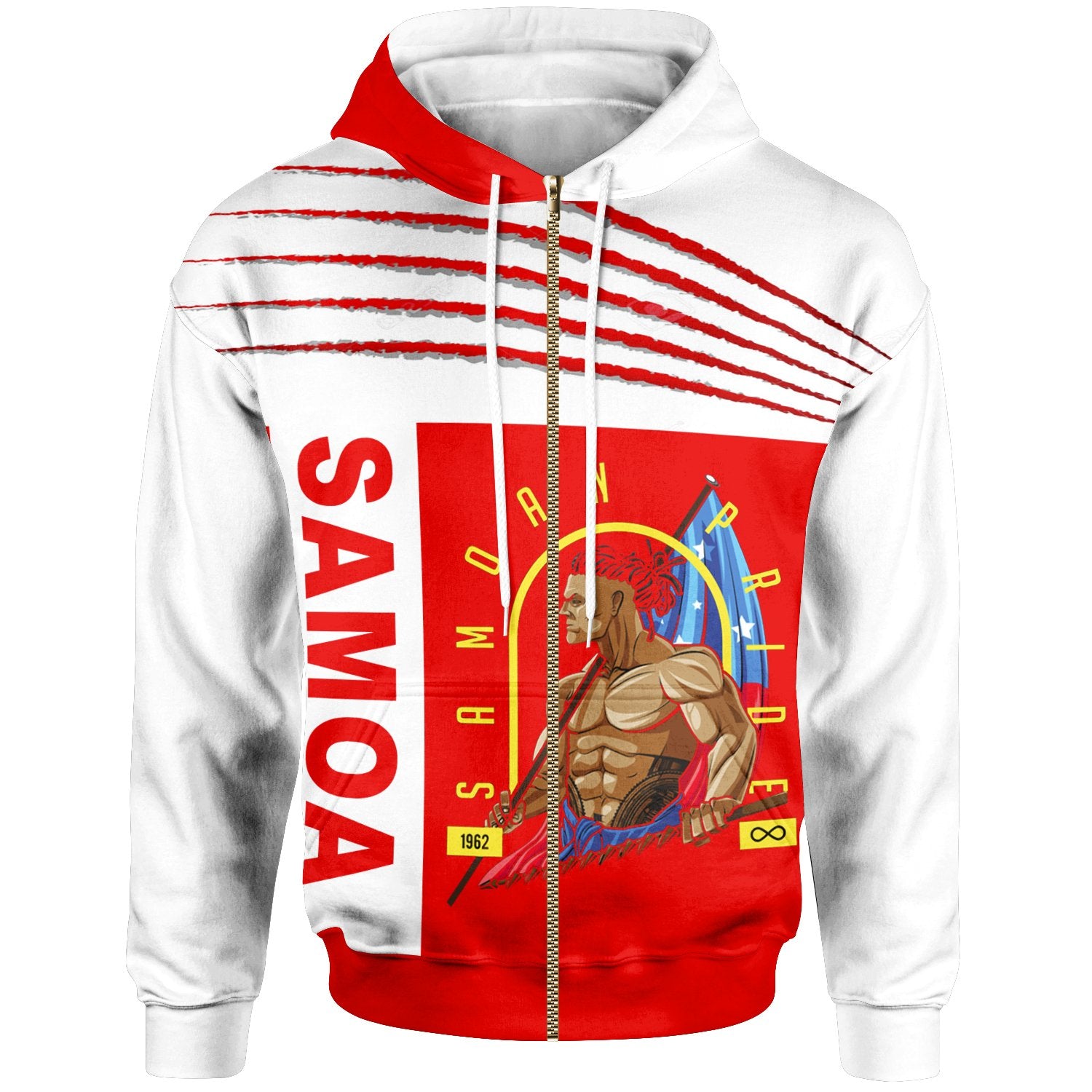 Samoa Zip up Hoodie Samoan Pride Red Unisex Red - Polynesian Pride