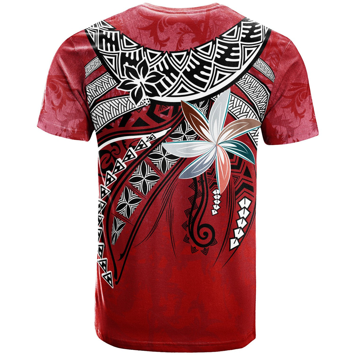 Tahiti T Shirt Fanciful Forest Red Color - Polynesian Pride