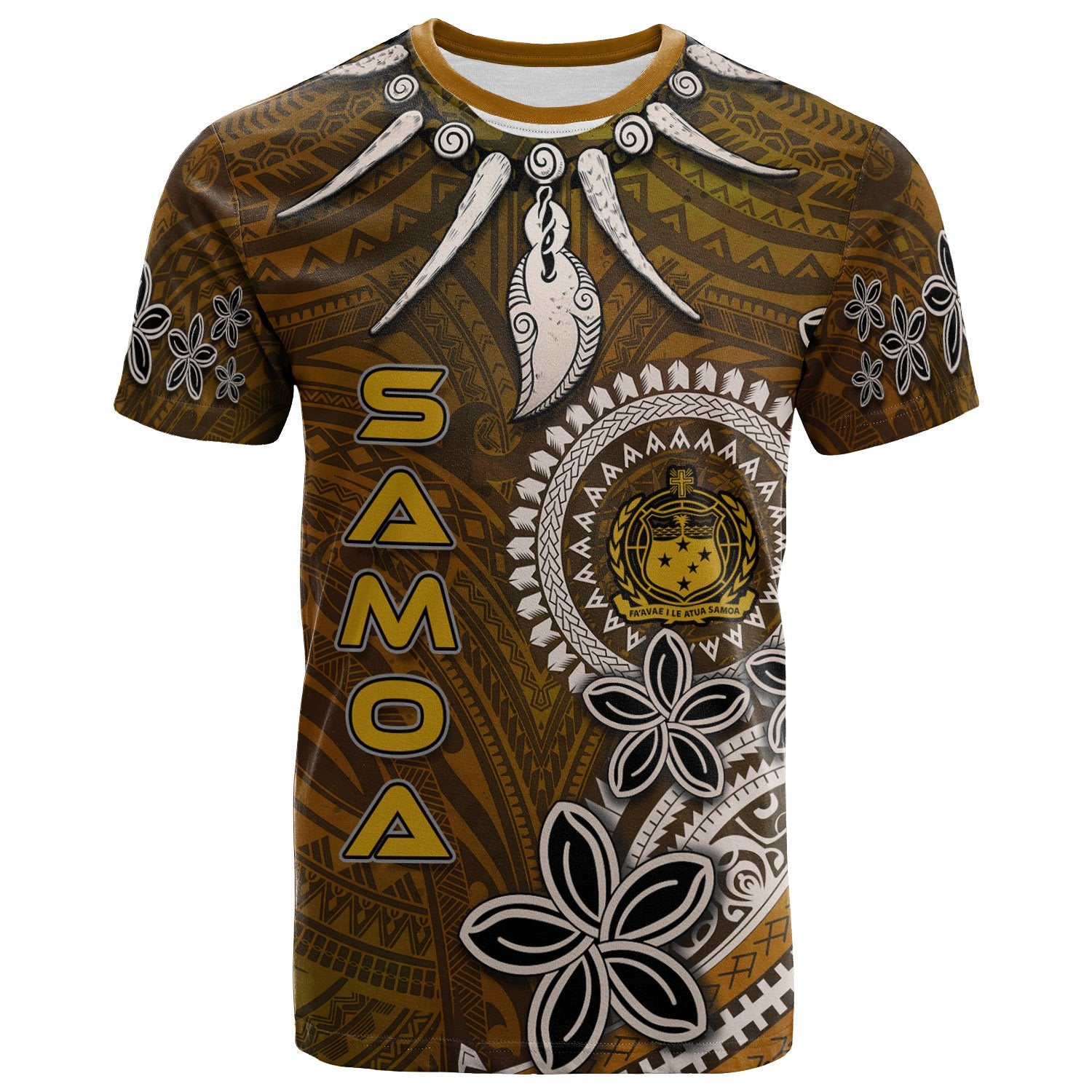 Samoa T Shirt Polynesian Boar Tusk Unisex Brown - Polynesian Pride