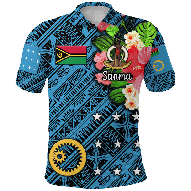 Custom Vanuatu Sanma Polo Shirt Independence Be Proud LT8 Blue - Polynesian Pride