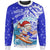 Christmas Sweatshirt - Santa Claus With Surfboard Unisex Blue - Polynesian Pride