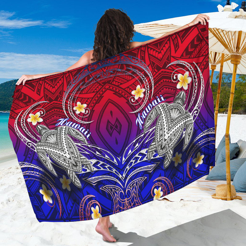 Hawaii Sarong Hawaiian Turtle Plumeria Mixed Polynesian Style LT9 One Size Gradient - Polynesian Pride