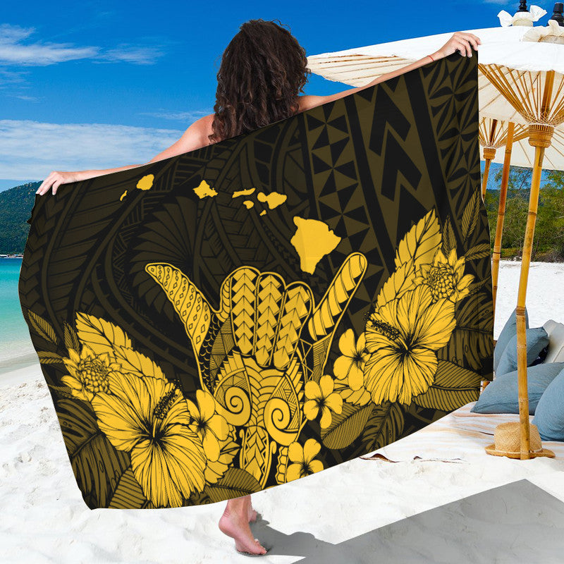 Hawaii Shaka Sign Sarong Gold Version LT9 One Size Gold - Polynesian Pride