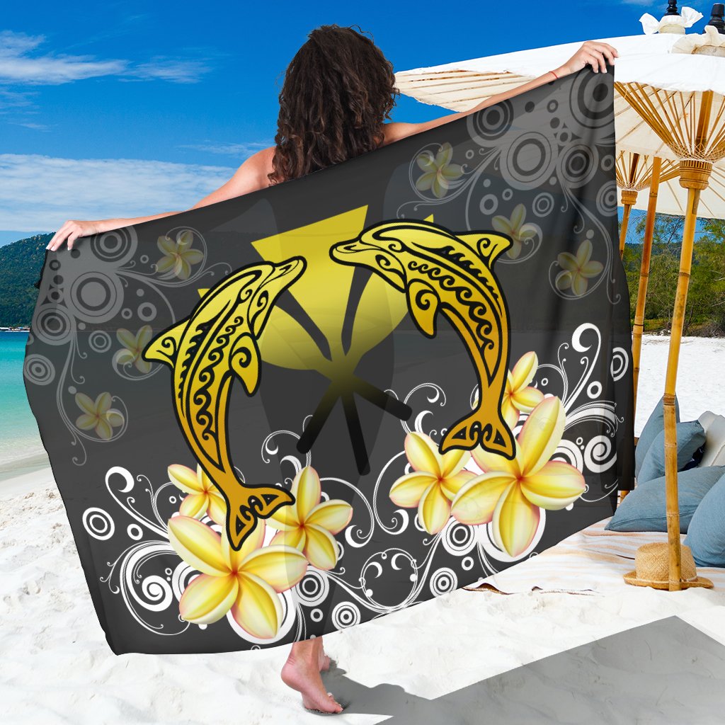 Hawaii Kanaka Dolphin Plumeria Polynesian Sarong - Bustling Style - AH Sarong One Size Yellow - Polynesian Pride