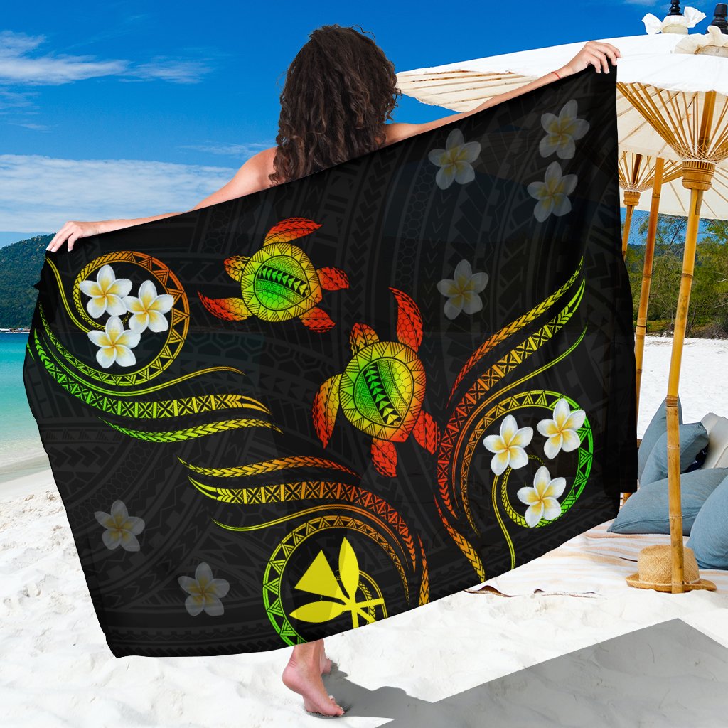 Hawaii Kanaka Turtle Plumeria Polynesian Sarong - Royal - AH Sarong One Size Royal - Polynesian Pride