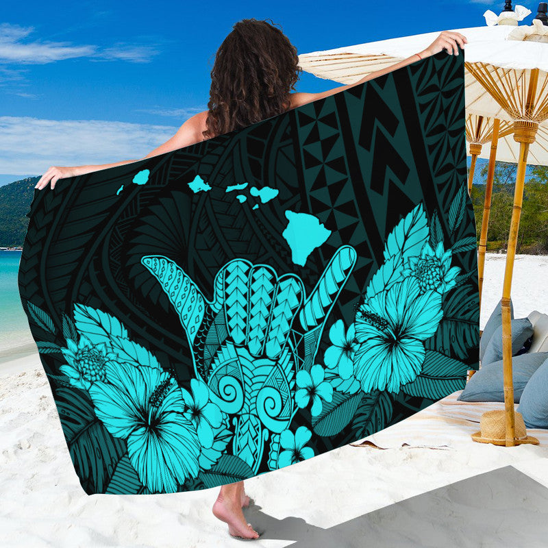 Hawaii Shaka Sign Sarong Turquoise Version LT9 One Size Turquoise - Polynesian Pride