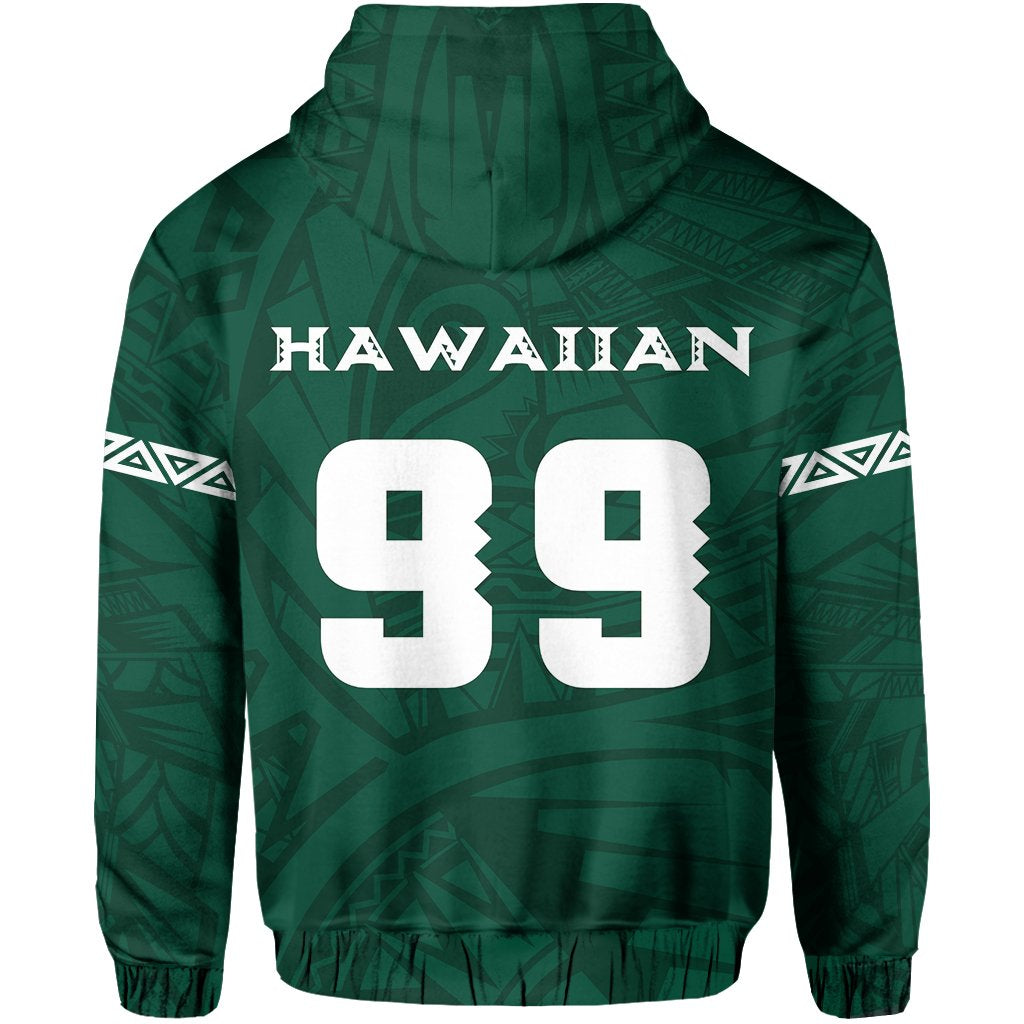 Personalizer Polynesian Kakau Hawaii Warrior Football Hoodie (Zip) - Polynesian Pride
