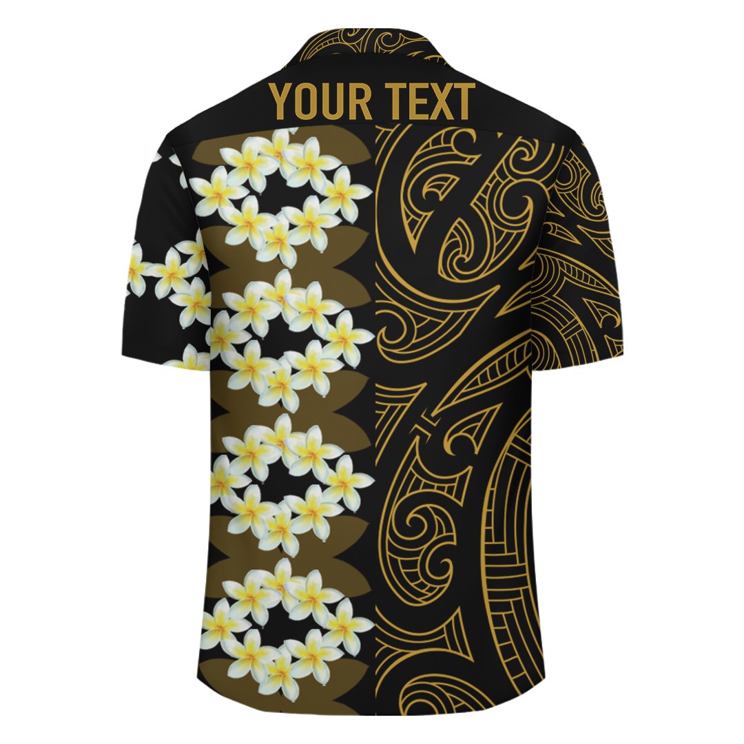(Personalized) Plumeria Kakau Polynesian - Hawaiian Shirt - Gold - Curtis Style - Polynesian Pride