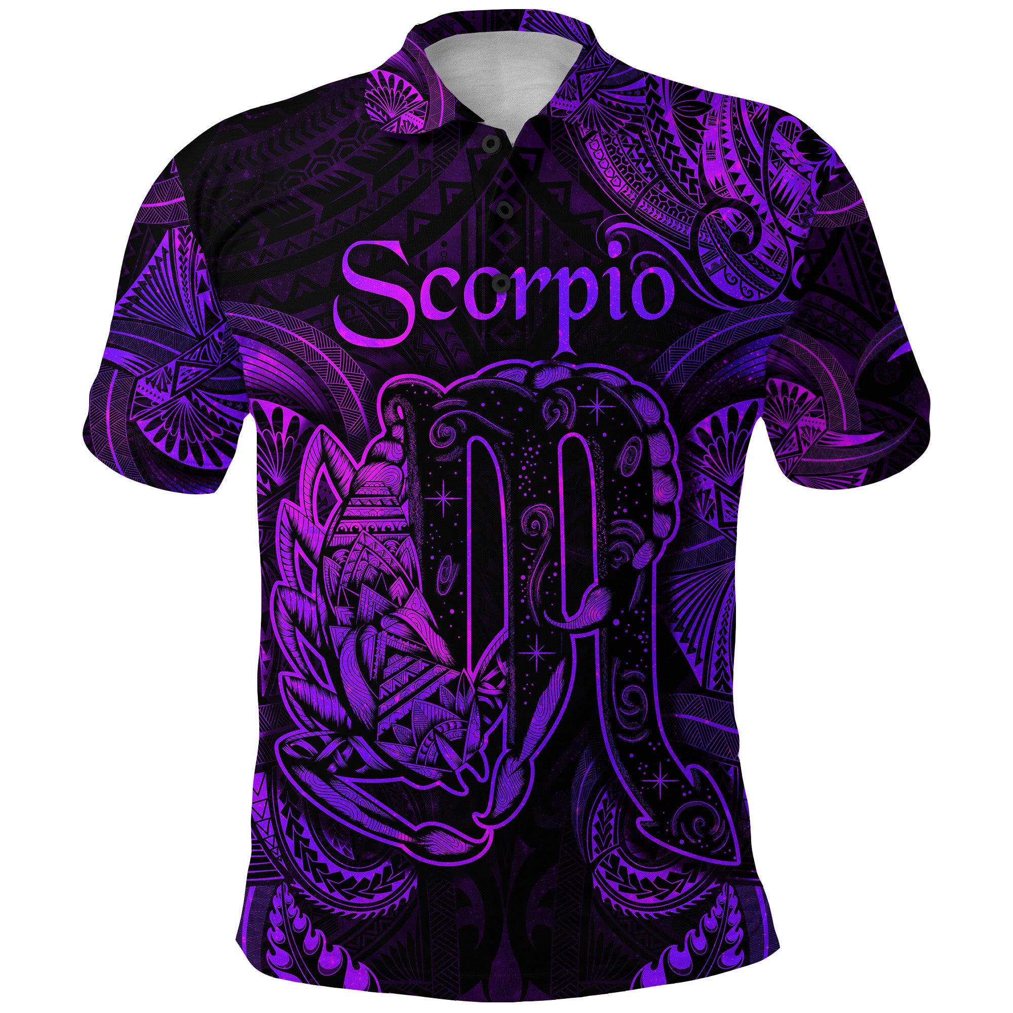 Scorpio Zodiac Polynesian Polo Shirt Unique Style Purple LT8 - Polynesian Pride