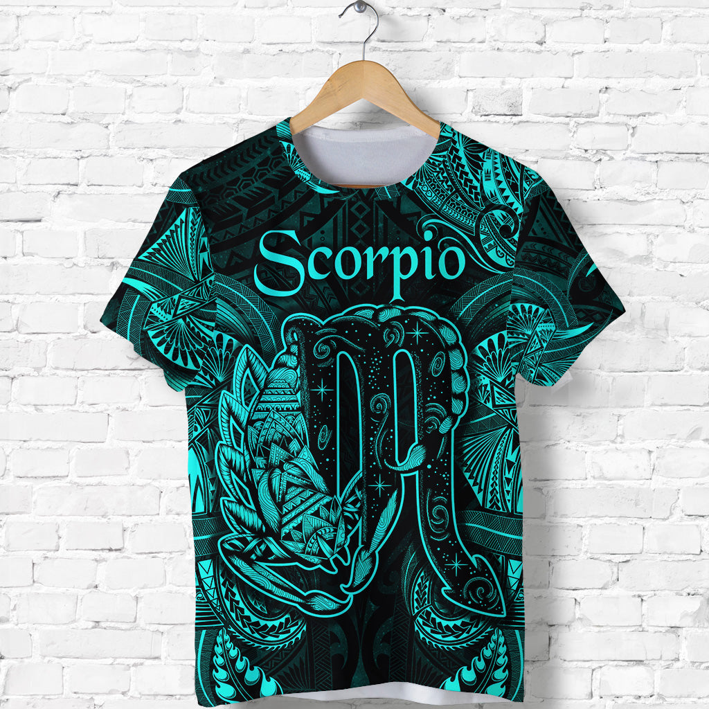 Scorpio Zodiac Polynesian T Shirt Unique Style Turquoise LT8 - Polynesian Pride