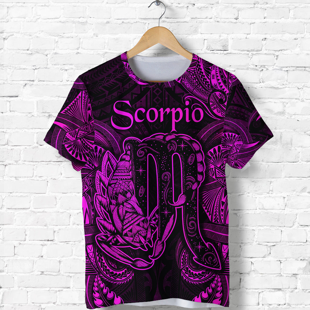 Scorpio Zodiac Polynesian T Shirt Unique Style Pink LT8 - Polynesian Pride
