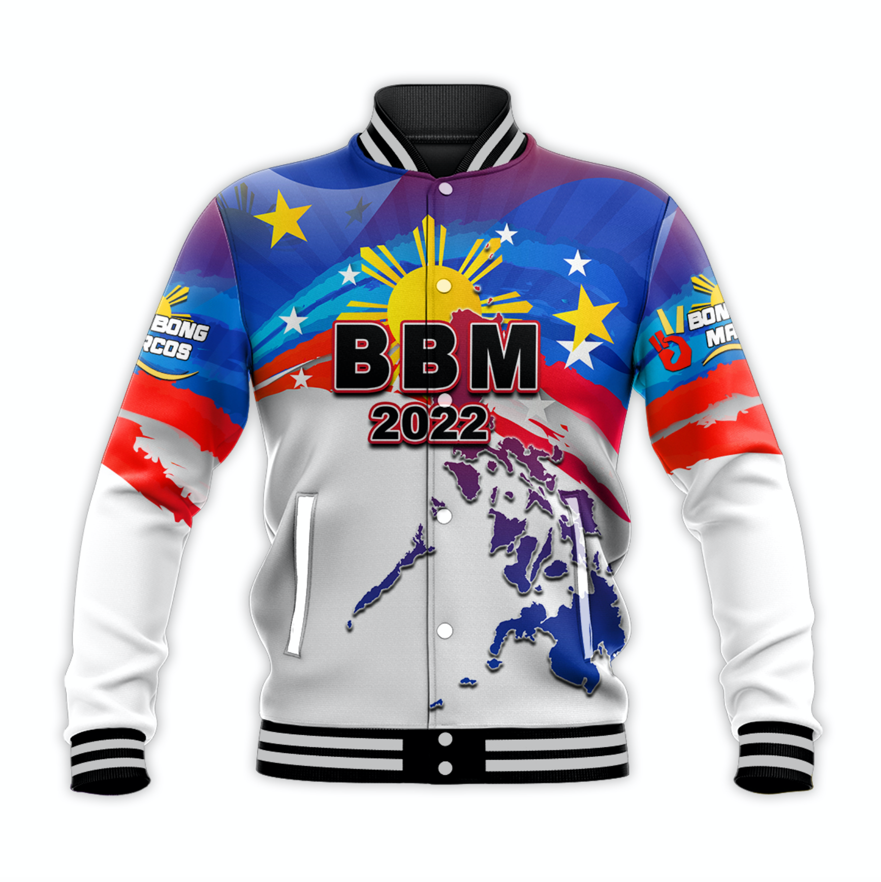 (Custom Personalised)Philippines Baseball Jacket BBM 2022 LT6 Unisex Red - Polynesian Pride