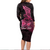 (Custom Personalised) Breast Cancer Pink Ribbon Butterfly Polynesian Black Version Long Sleeve Dress - LT12 - Polynesian Pride