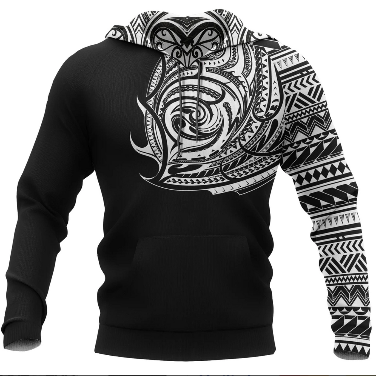 Maori Hoodie Polynesian Ethnic Style Tattoo Unisex Black - Polynesian Pride